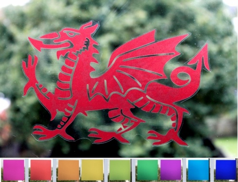Welsh Dragon Etch Static Cling
